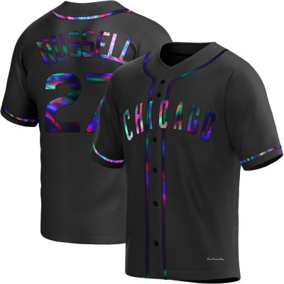 Men's Addison Russell Chicago Cubs Replica Black Holographic Alternate Jersey