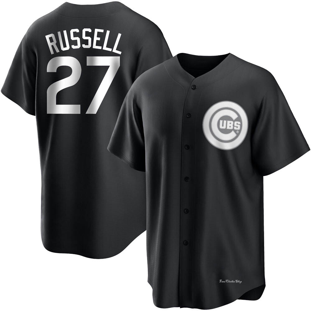Men's Addison Russell Chicago Cubs Replica Black/White Jersey