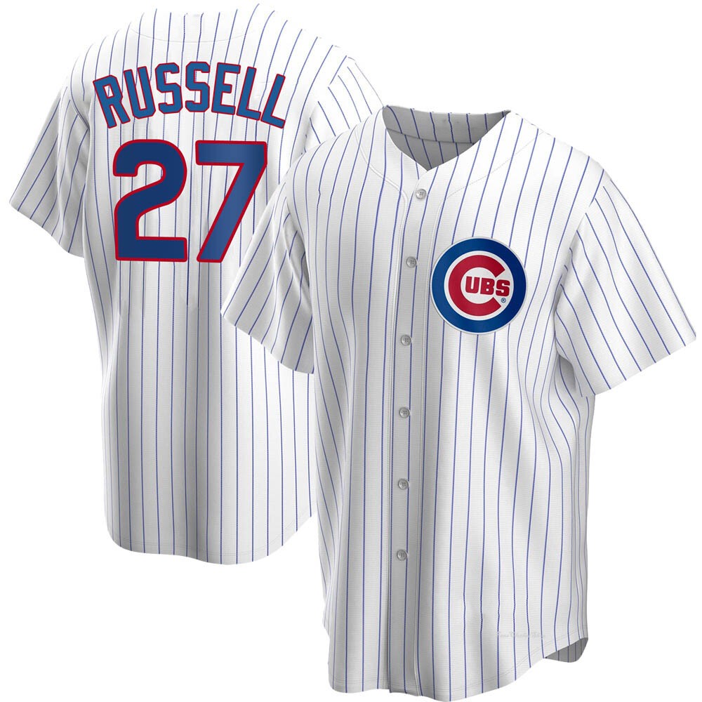 Men's Addison Russell Chicago Cubs Replica White Home Jersey