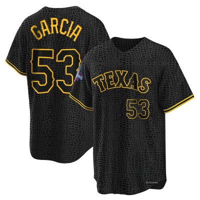 Men's Adolis Garcia Texas Rangers Replica Black Snake Skin City 2023 World Series Champions Jersey