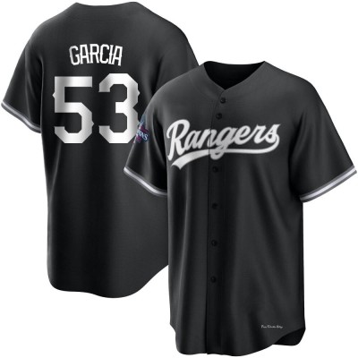 Men's Adolis Garcia Texas Rangers Replica White Black 2023 World Series Champions Jersey