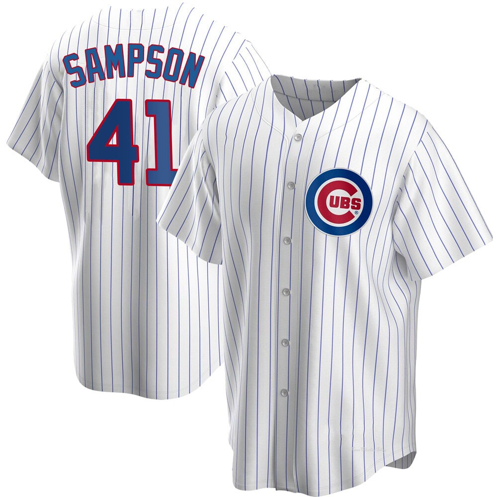 Men's Adrian Sampson Chicago Cubs Replica White Home Jersey