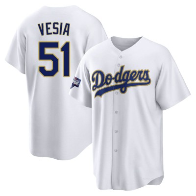 Men's Alex Vesia Los Angeles Dodgers Replica White/Gold 2021 Gold Program Player Jersey