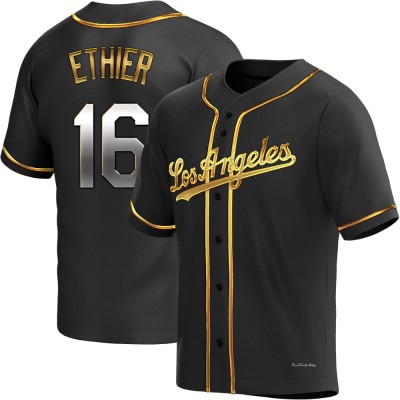 Men's Andre Ethier Los Angeles Dodgers Replica Black Golden Alternate Jersey