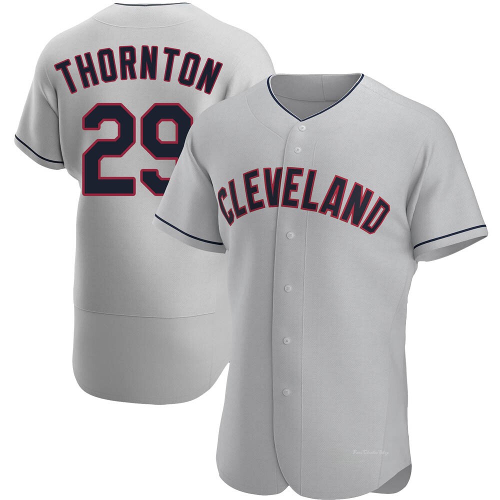 Men's Andre Thornton Cleveland Guardians Authentic Gray Road Jersey