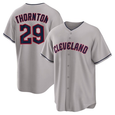 Men's Andre Thornton Cleveland Guardians Replica Gray Road Jersey