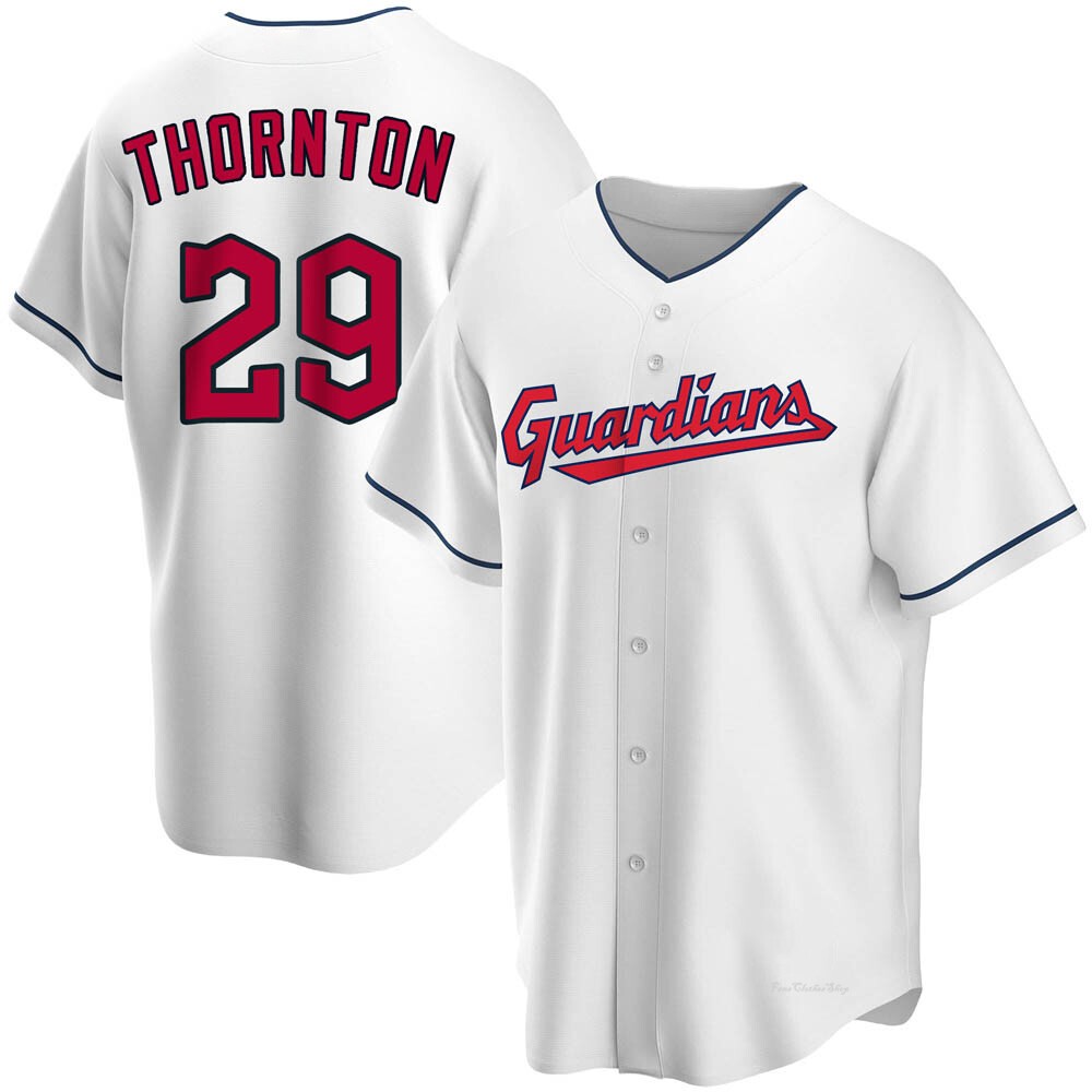 Men's Andre Thornton Cleveland Guardians Replica White Home Jersey