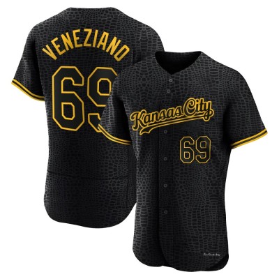 Men's Anthony Veneziano Kansas City Royals Authentic Black Snake Skin City Jersey