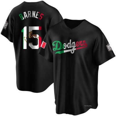 Men's Austin Barnes Los Angeles Dodgers Replica Black Mexican Flag Jersey