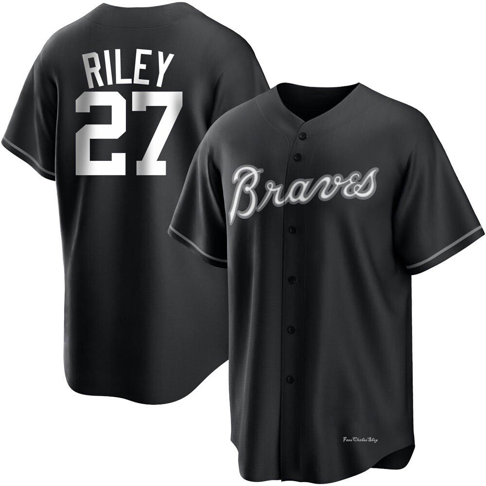 Men's Austin Riley Atlanta Braves Replica Black/White Jersey