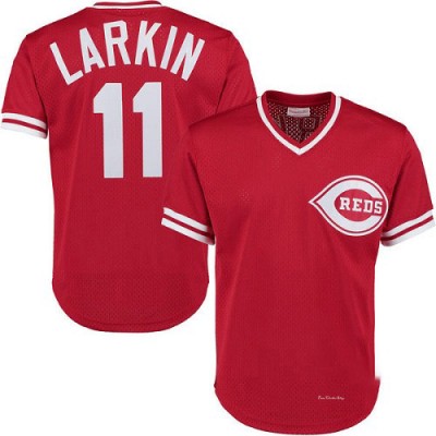 Men's Barry Larkin Cincinnati Reds Authentic Red Throwback Jersey