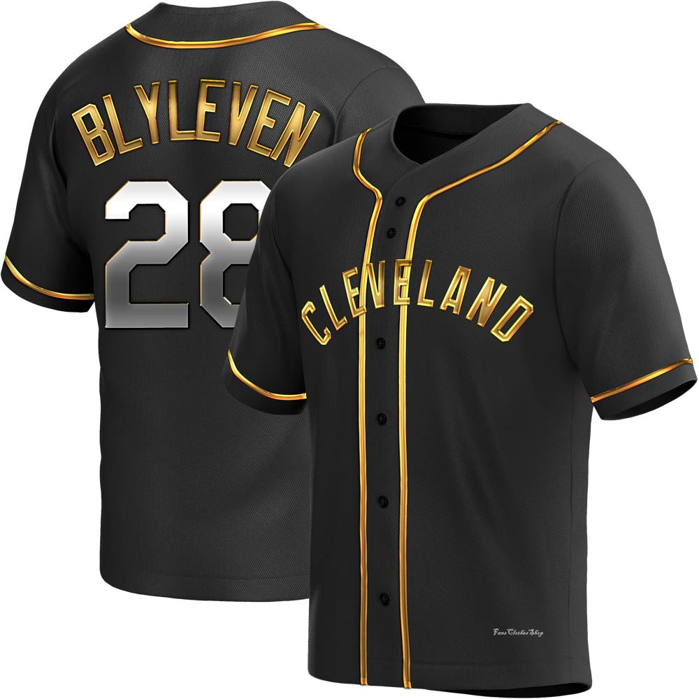 Men's Bert Blyleven Cleveland Guardians Replica Black Golden Alternate Jersey