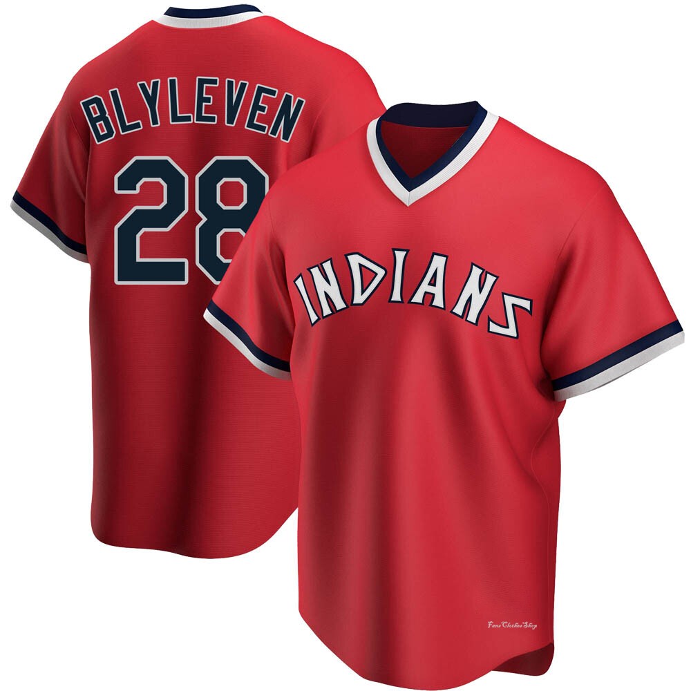 Men's Bert Blyleven Cleveland Guardians Replica Red Road Cooperstown Collection Jersey