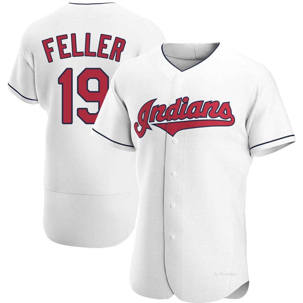 Men's Bob Feller Cleveland Guardians Authentic White Home Jersey