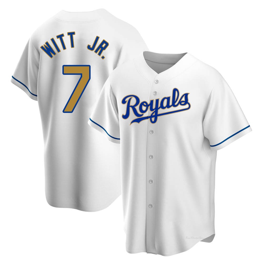 Men's Bobby Witt Jr. Kansas City Royals Replica Gold White Home Jersey