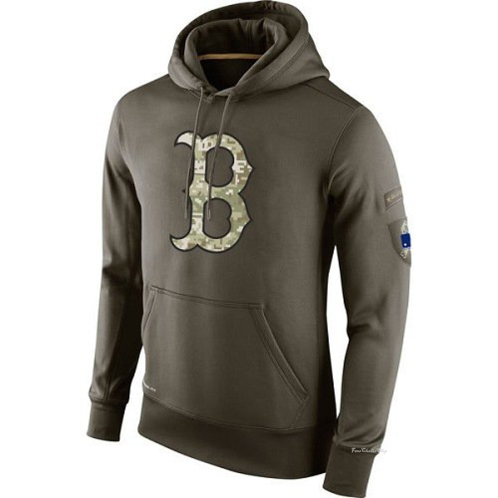 Men's Boston Red Sox Olive Salute To Service KO Performance Hoodie