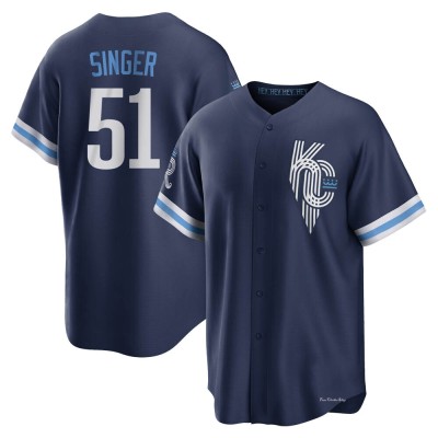 Men's Brady Singer Kansas City Royals Replica Navy 2022 City Connect Jersey