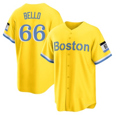 Men's Brayan Bello Boston Red Sox Replica Gold/Light Blue 2021 City Connect Player Jersey