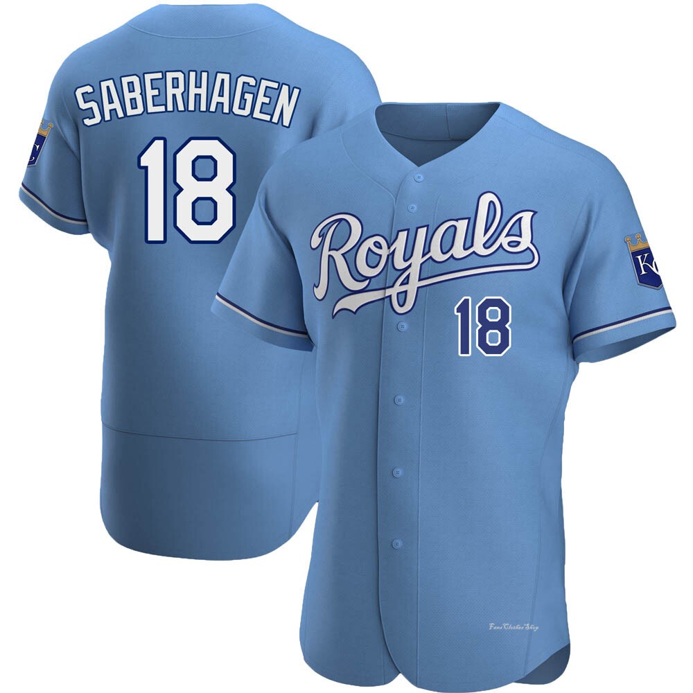 Men's Bret Saberhagen Kansas City Royals Authentic Light Blue Alternate Jersey