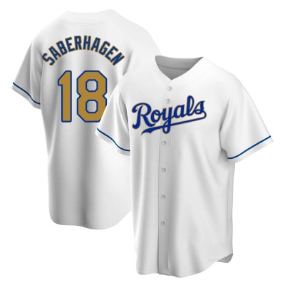Men's Bret Saberhagen Kansas City Royals Replica Gold White Home Jersey
