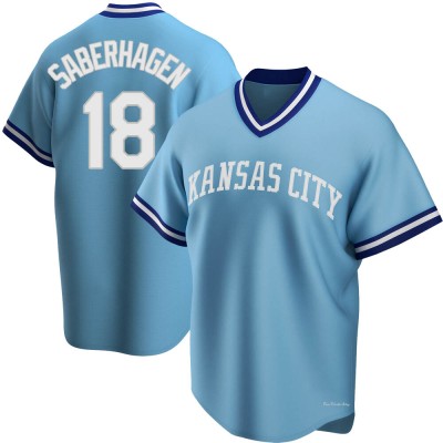 Men's Bret Saberhagen Kansas City Royals Replica Light Blue Road Cooperstown Collection Jersey