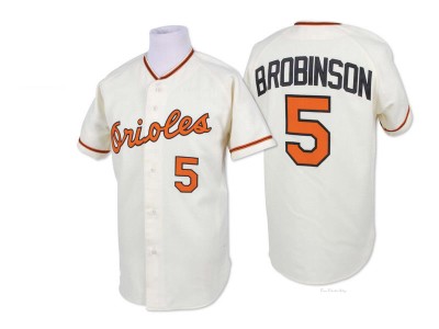Men's Brooks Robinson Baltimore Orioles Authentic Cream Throwback Jersey