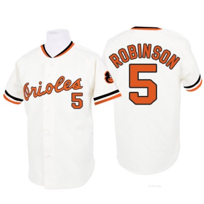 Men's Brooks Robinson Baltimore Orioles Replica White 1970 Throwback Jersey