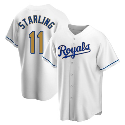 Men's Bubba Starling Kansas City Royals Replica Gold White Home Jersey