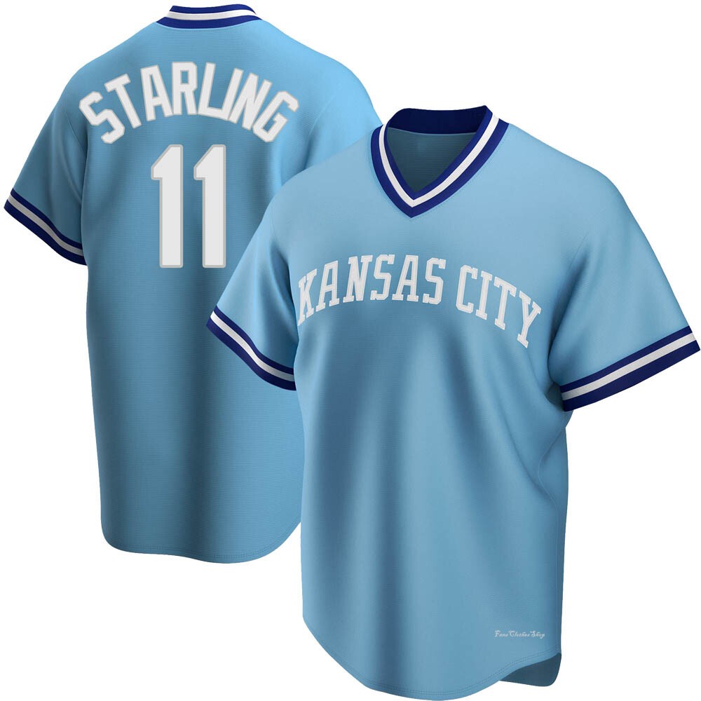 Men's Bubba Starling Kansas City Royals Replica Light Blue Road Cooperstown Collection Jersey