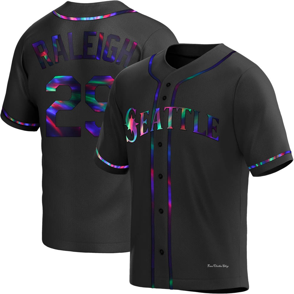 Men's Cal Raleigh Seattle Mariners Replica Black Holographic Alternate Jersey