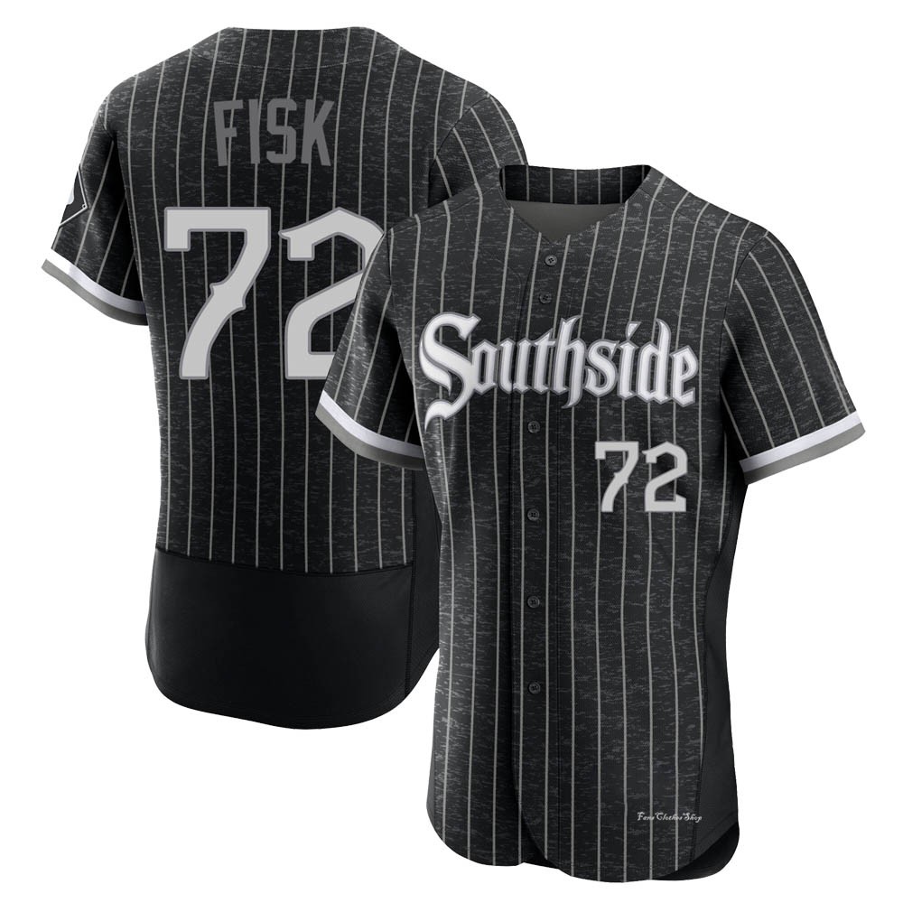 Men's Carlton Fisk Chicago White Sox Authentic Black 2021 City Connect Jersey