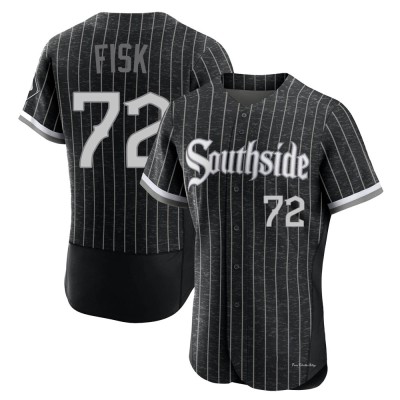 Men's Carlton Fisk Chicago White Sox Authentic Black 2021 City Connect Jersey