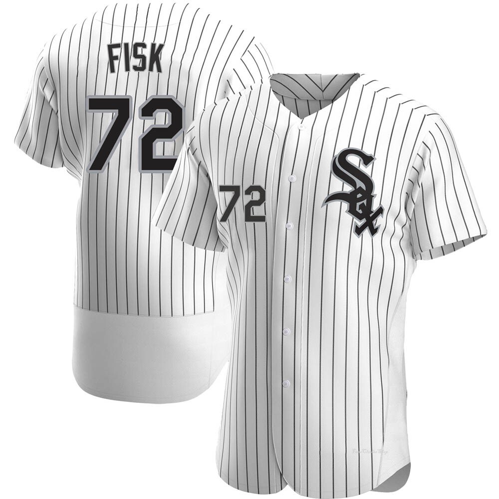 Men's Carlton Fisk Chicago White Sox Authentic White Home Jersey