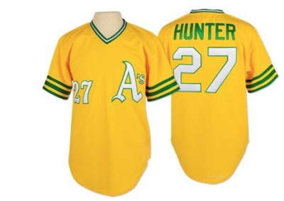 Men's Catfish Hunter Oakland Athletics Replica Gold Throwback Jersey