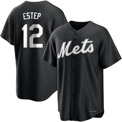 Men's Chase Estep New York Mets Replica Black/White Jersey