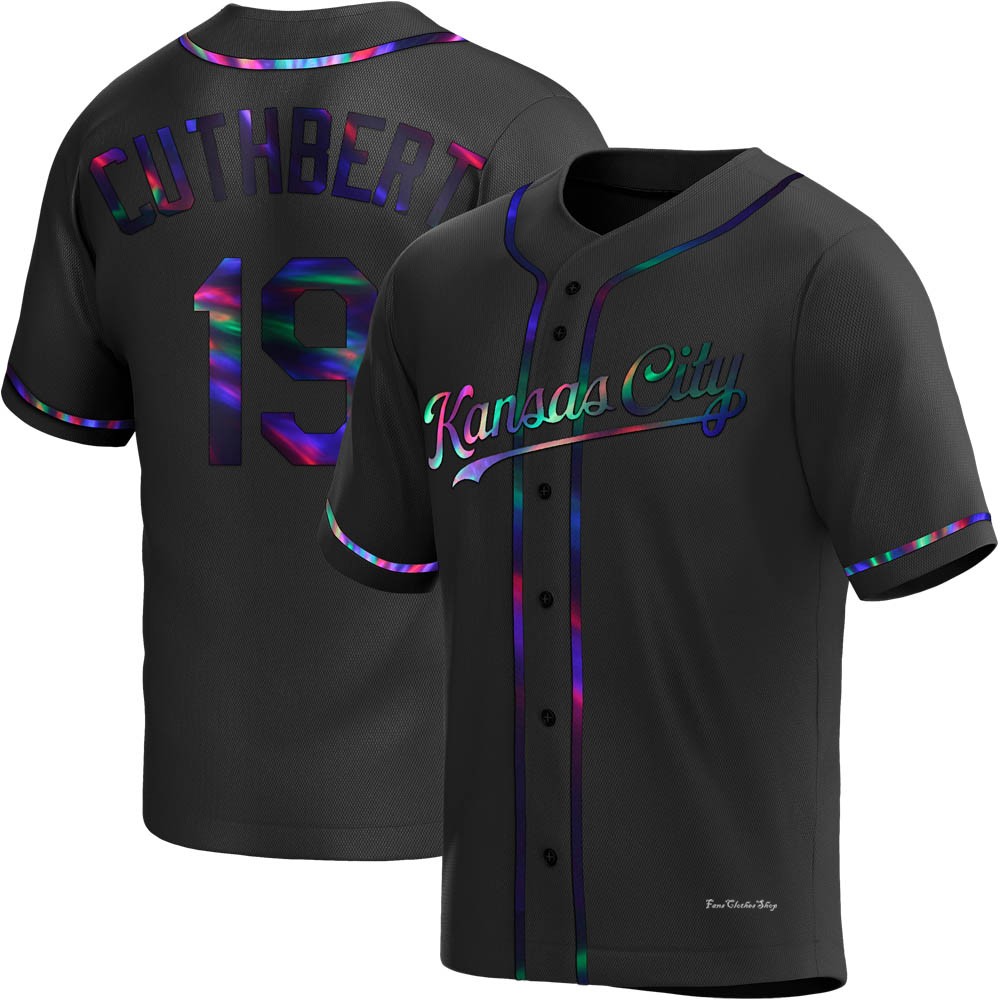 Men's Cheslor Cuthbert Kansas City Royals Replica Black Holographic Alternate Jersey