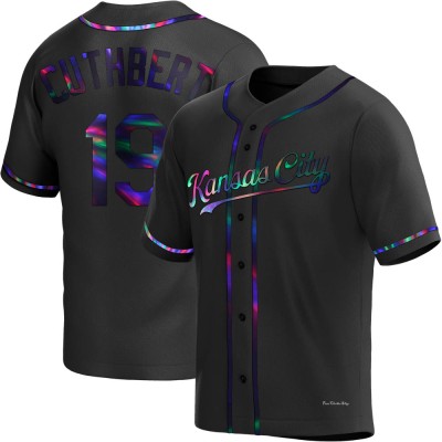 Men's Cheslor Cuthbert Kansas City Royals Replica Black Holographic Alternate Jersey