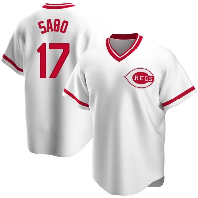Men's Chris Sabo Cincinnati Reds Replica White Home Cooperstown Collection Jersey