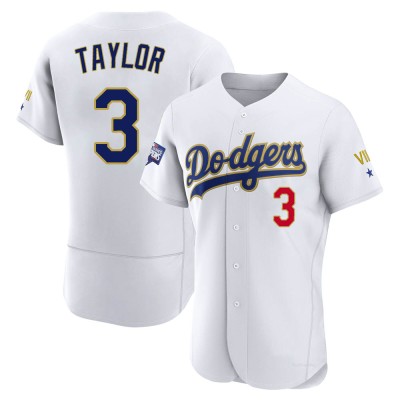 Men's Chris Taylor Los Angeles Dodgers Authentic White/Gold 2021 Gold Program Player Jersey