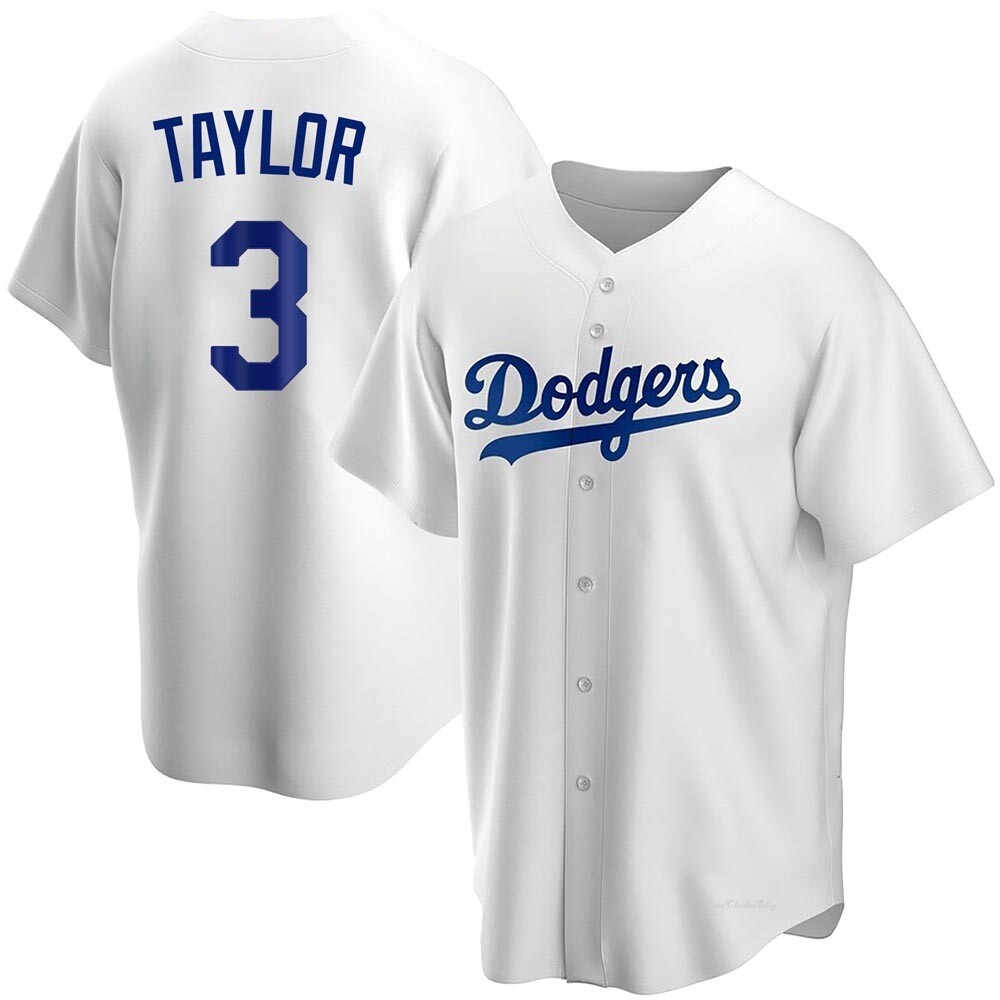 Men's Chris Taylor Los Angeles Dodgers Replica White Home Jersey
