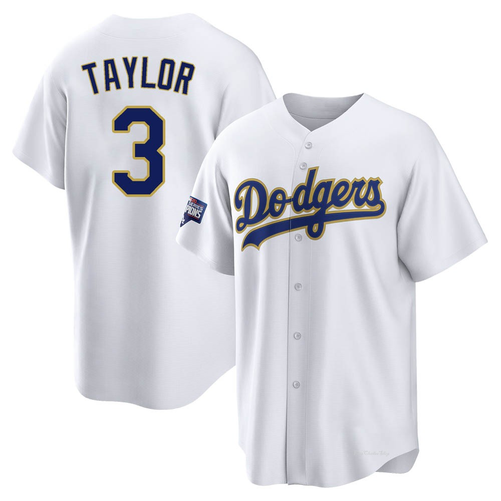 Men's Chris Taylor Los Angeles Dodgers Replica White/Gold 2021 Gold Program Player Jersey