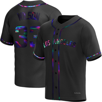 Men's C.J. Wilson Los Angeles Angels Replica Black Holographic Alternate Jersey
