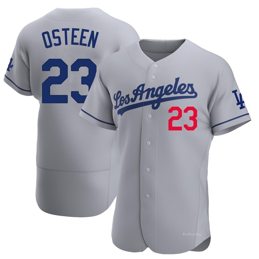 Men's Claude Osteen Los Angeles Dodgers Authentic Gray Away Jersey