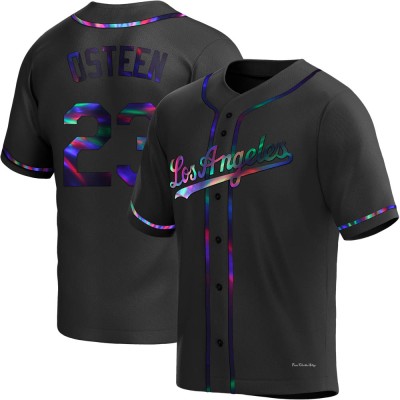 Men's Claude Osteen Los Angeles Dodgers Replica Black Holographic Alternate Jersey