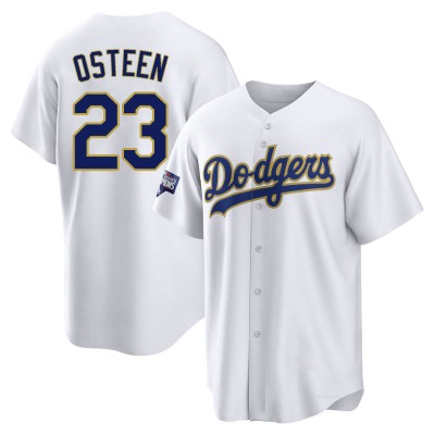 Men's Claude Osteen Los Angeles Dodgers Replica White/Gold 2021 Gold Program Player Jersey