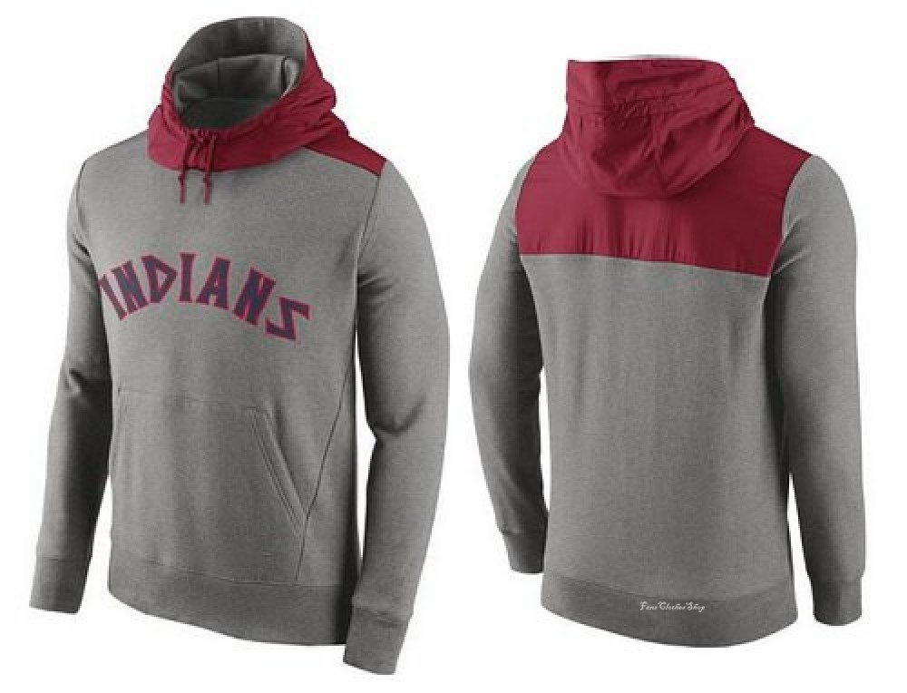 Men's Cleveland Guardians Gray Cooperstown Collection Hybrid Pullover Hoodie