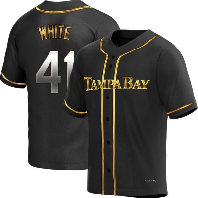 Men's Colby White Tampa Bay Rays Replica Black Golden Alternate Jersey