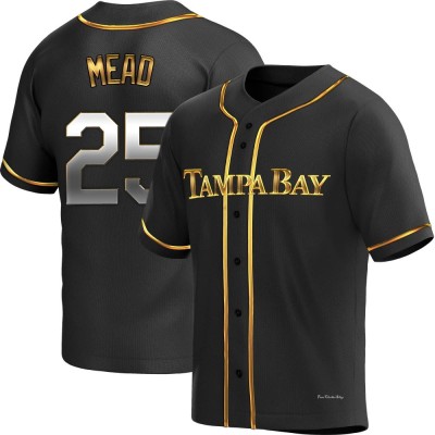 Men's Curtis Mead Tampa Bay Rays Replica Black Golden Alternate Jersey