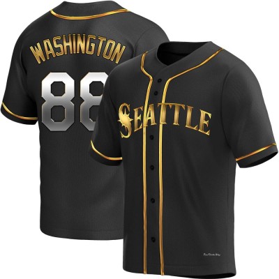 Men's Curtis Washington Seattle Mariners Replica Black Golden Alternate Jersey