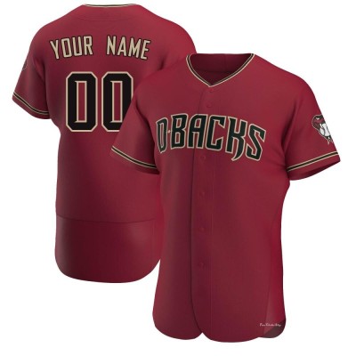 Men's Custom Arizona Diamondbacks Authentic Crimson Alternate Jersey